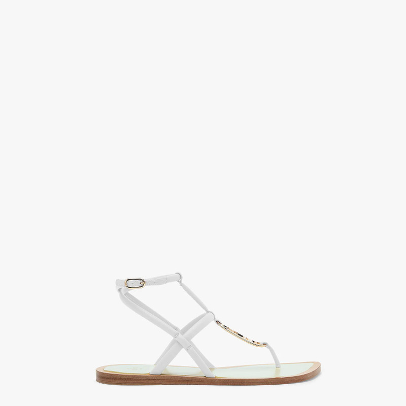 White nappa leather thong sandals 2