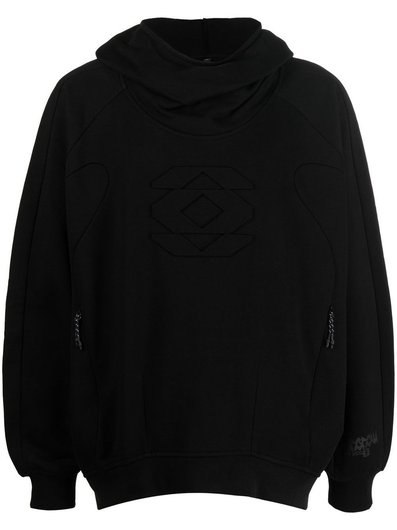 embossed-detail loose-fit hoodie 1