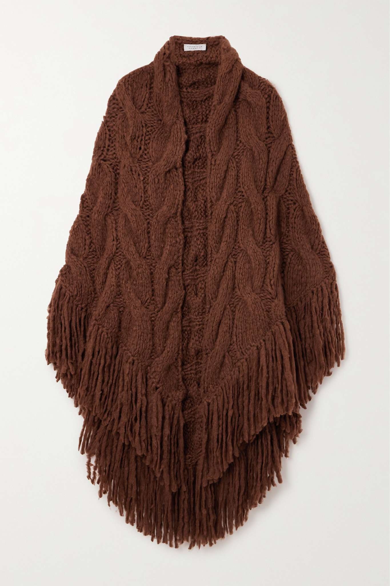 Libby fringed cable-knit cashmere wrap - 1