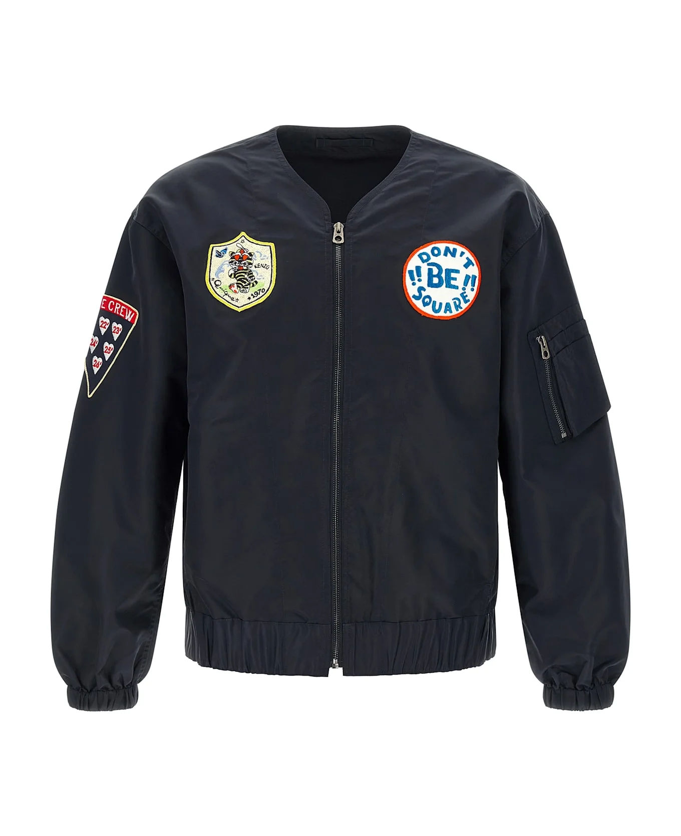 'badges Collarless' Bomber Jacket - 1