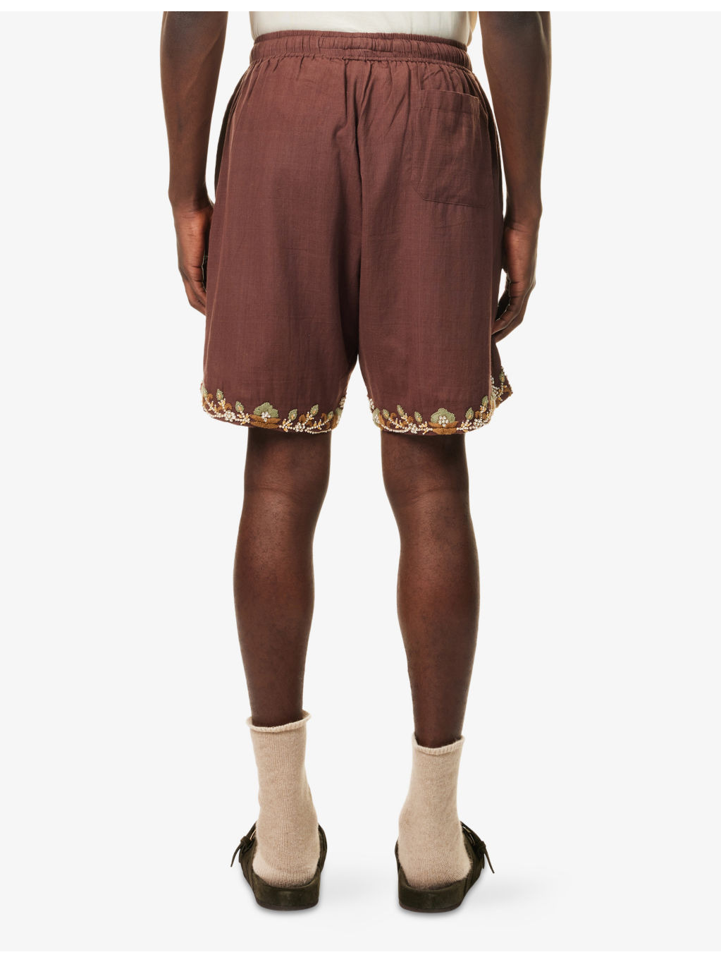 Floral Embroidered Cotton Shorts - 4