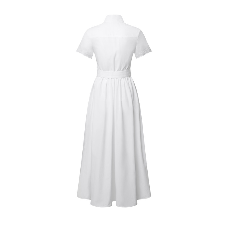 Broderie Trim Belted Shirt Dress 3