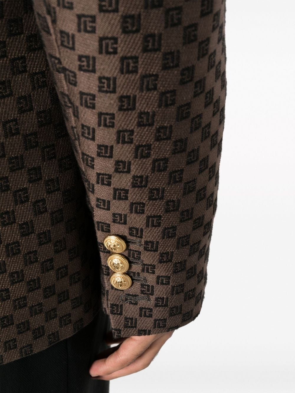 monogram-jacquard single-breasted blazer - 5