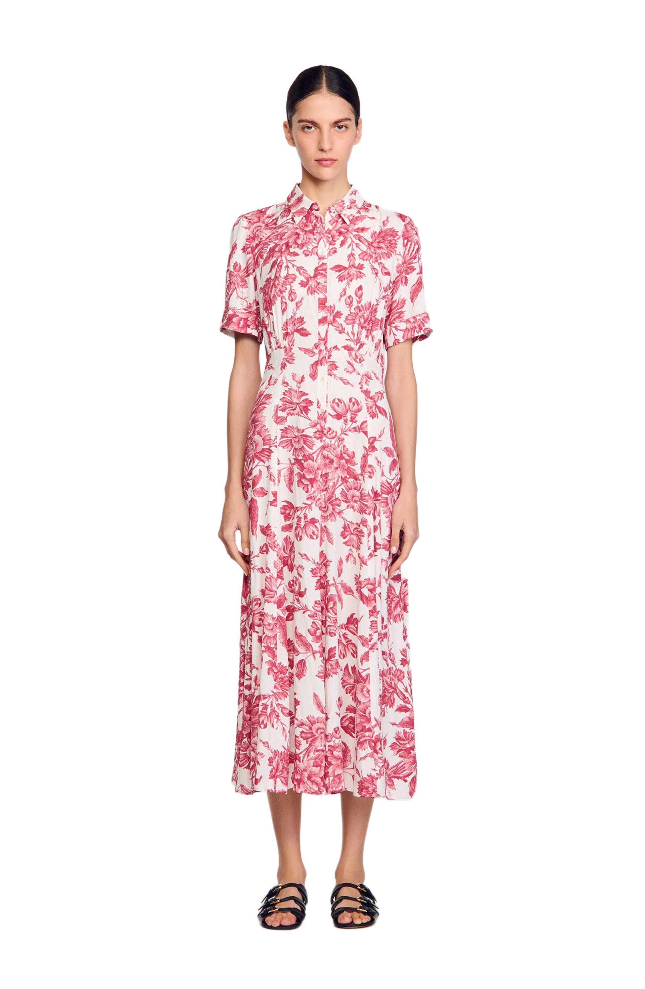SANDRO Floral patterned maxi dress in White /Red at Nordstrom - 1