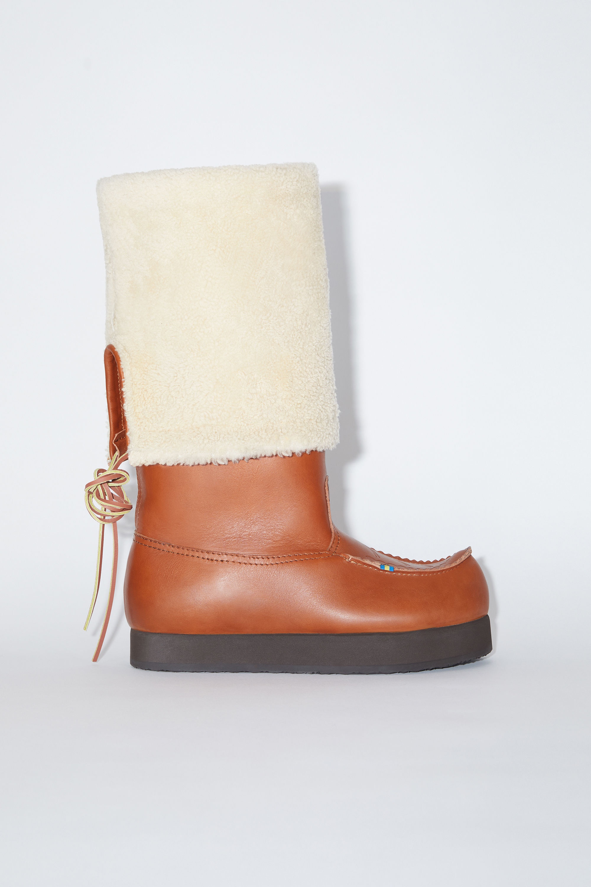 Leather boots reversible shearling - Cognac brown - 1
