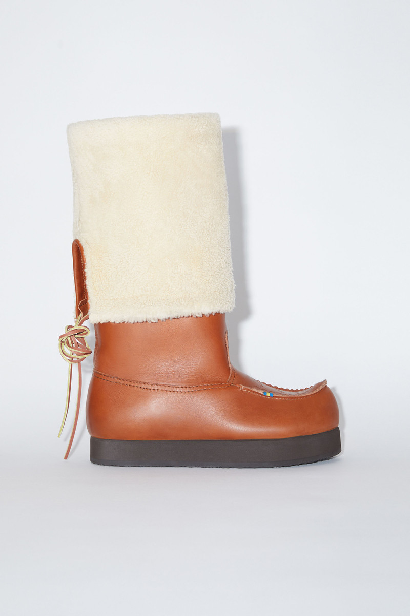 Leather boots reversible shearling - Cognac brown 1