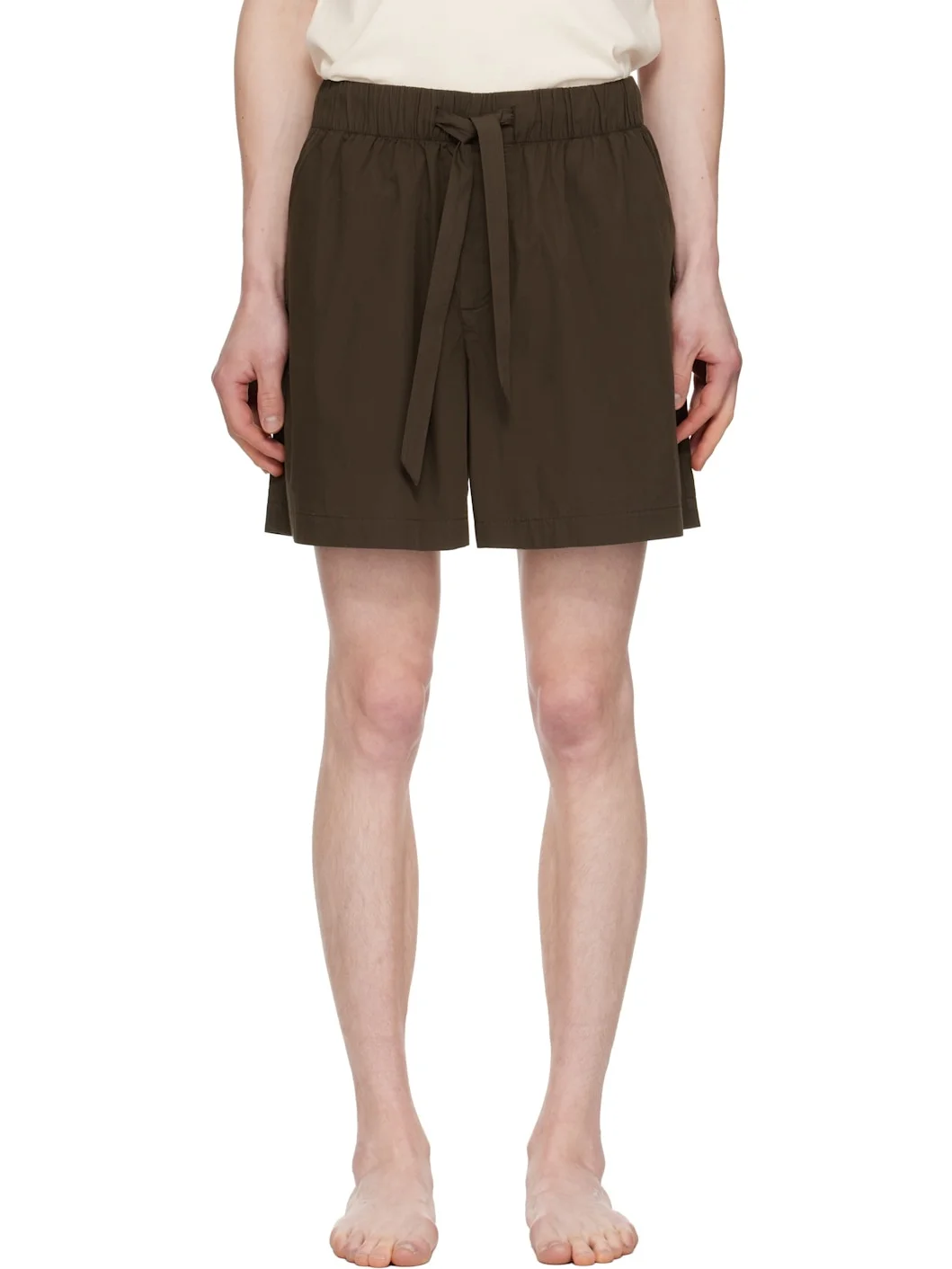 Brown Poplin Pyjama Shorts - 1