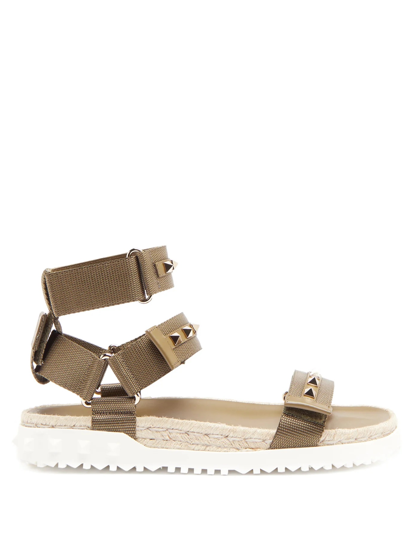 Rockstud canvas and jute sandals - 1