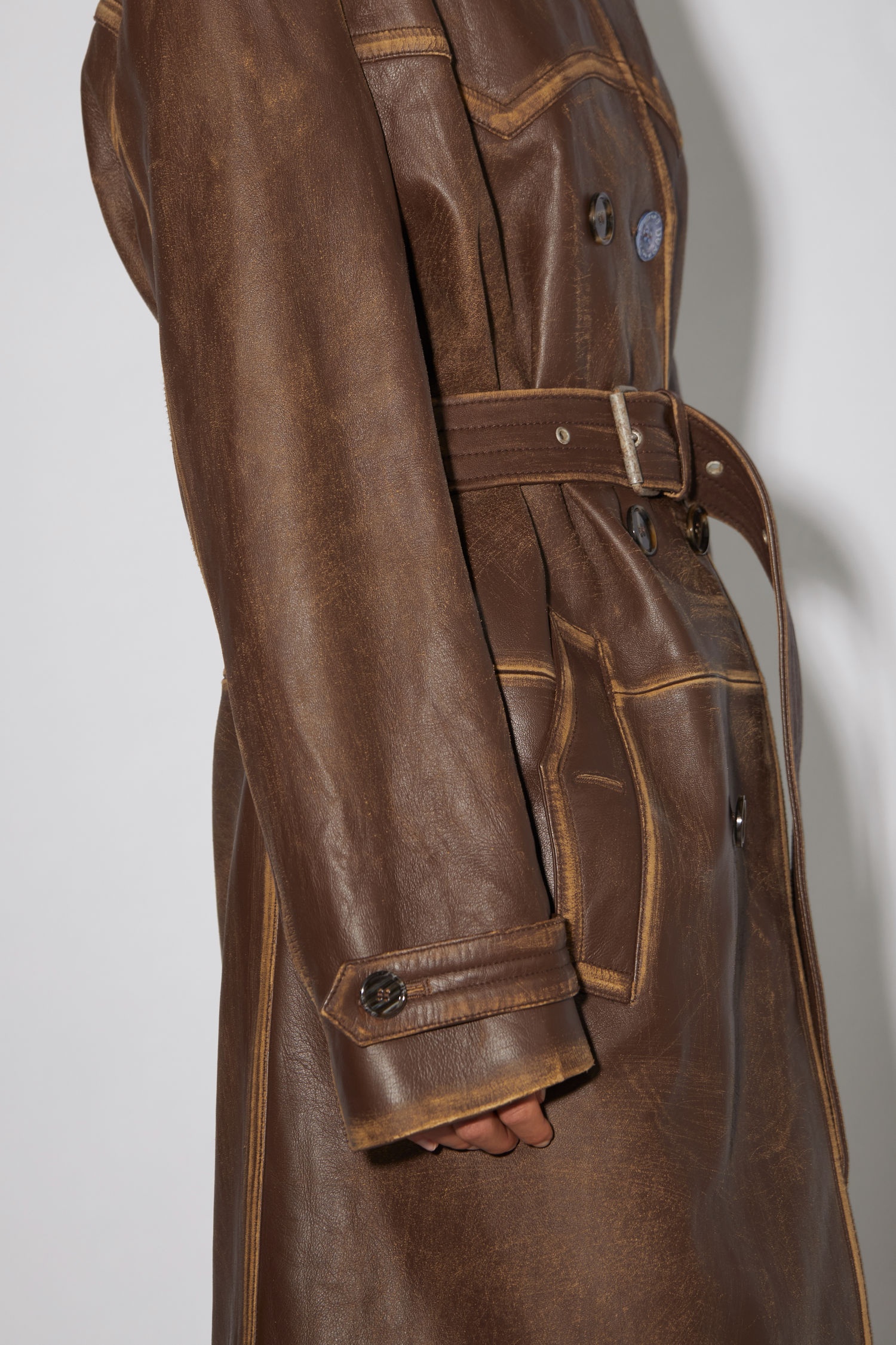 Belted leather coat - Caramel brown - 6