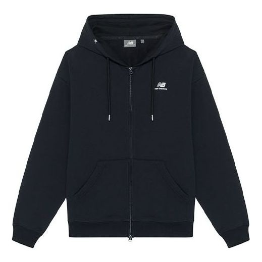 New Balance Logo Embroidered Sports Hooded Zipper Black MDA3E013-BK - 1