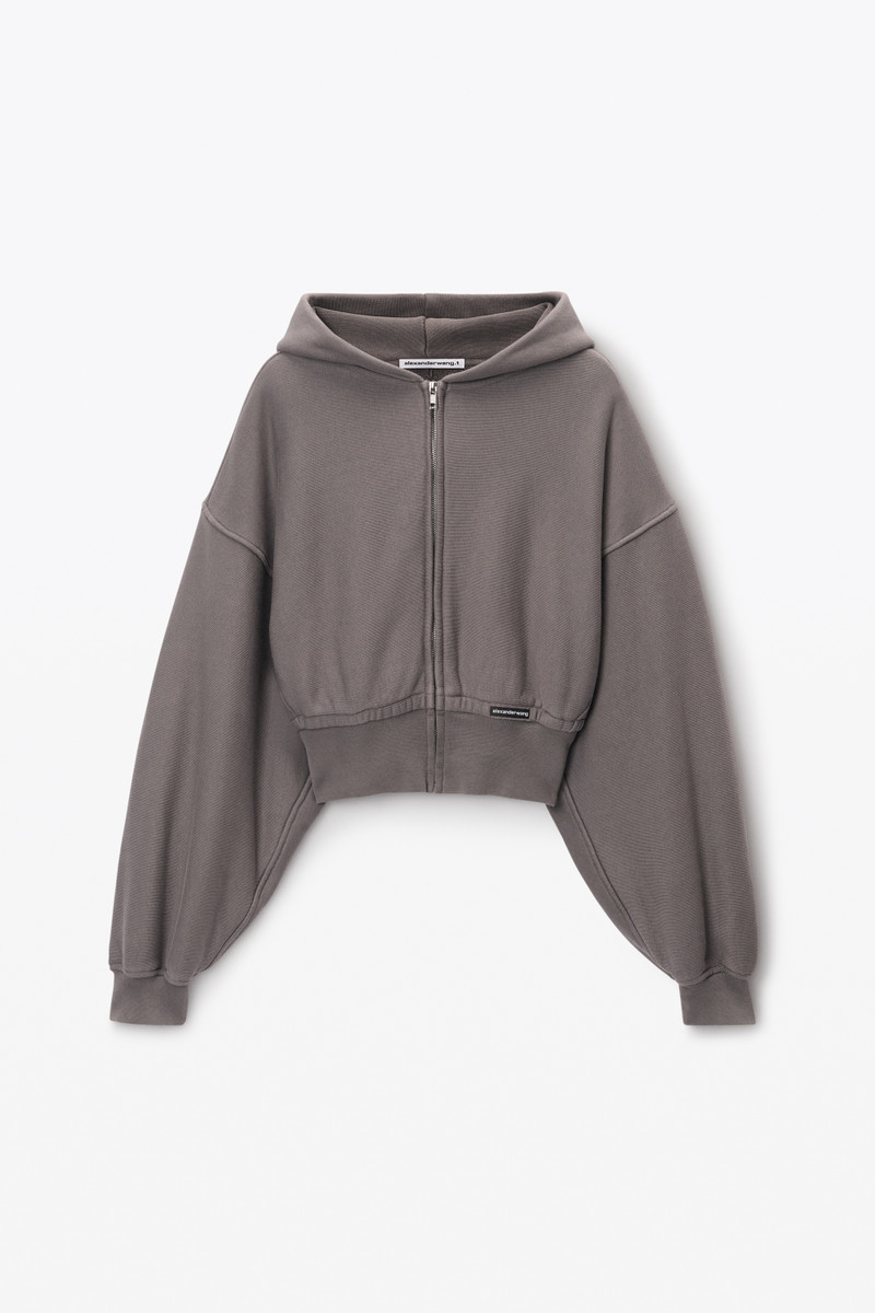 cropped zip up hoodie in classic cotton terry 1