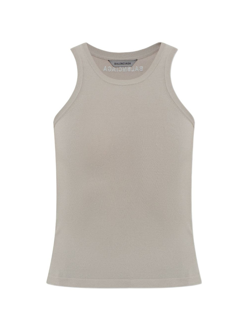 logo-embroidered ribbed-knit tank top 1
