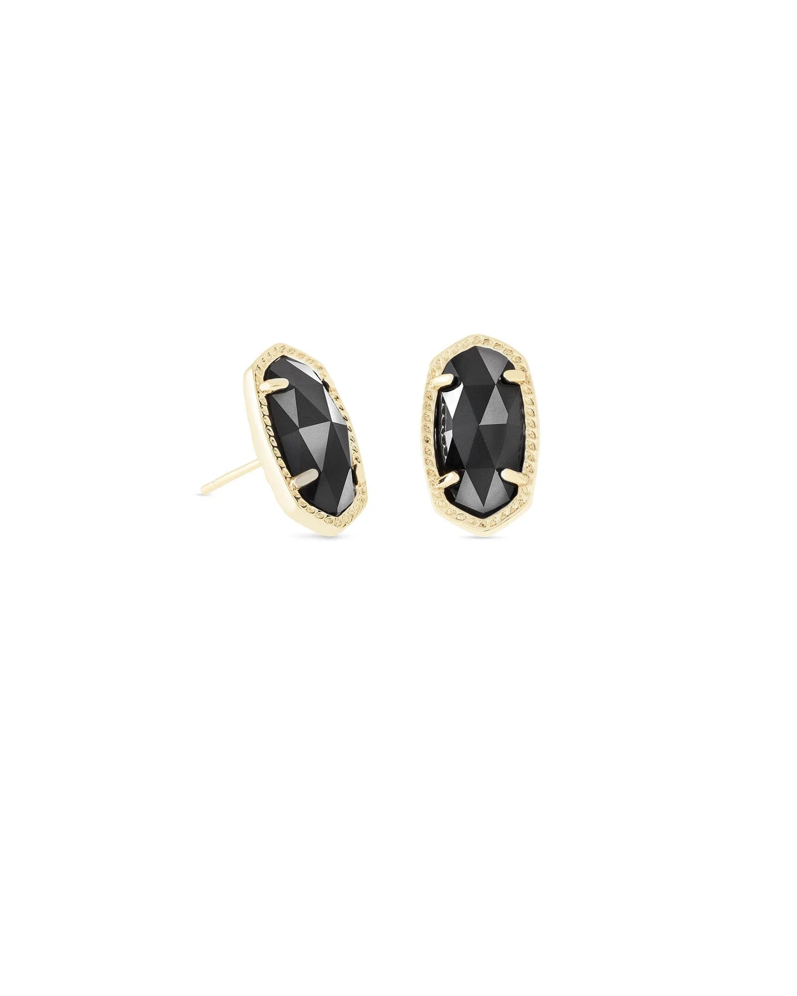 Ellie Gold Stud Earrings in Black - 1