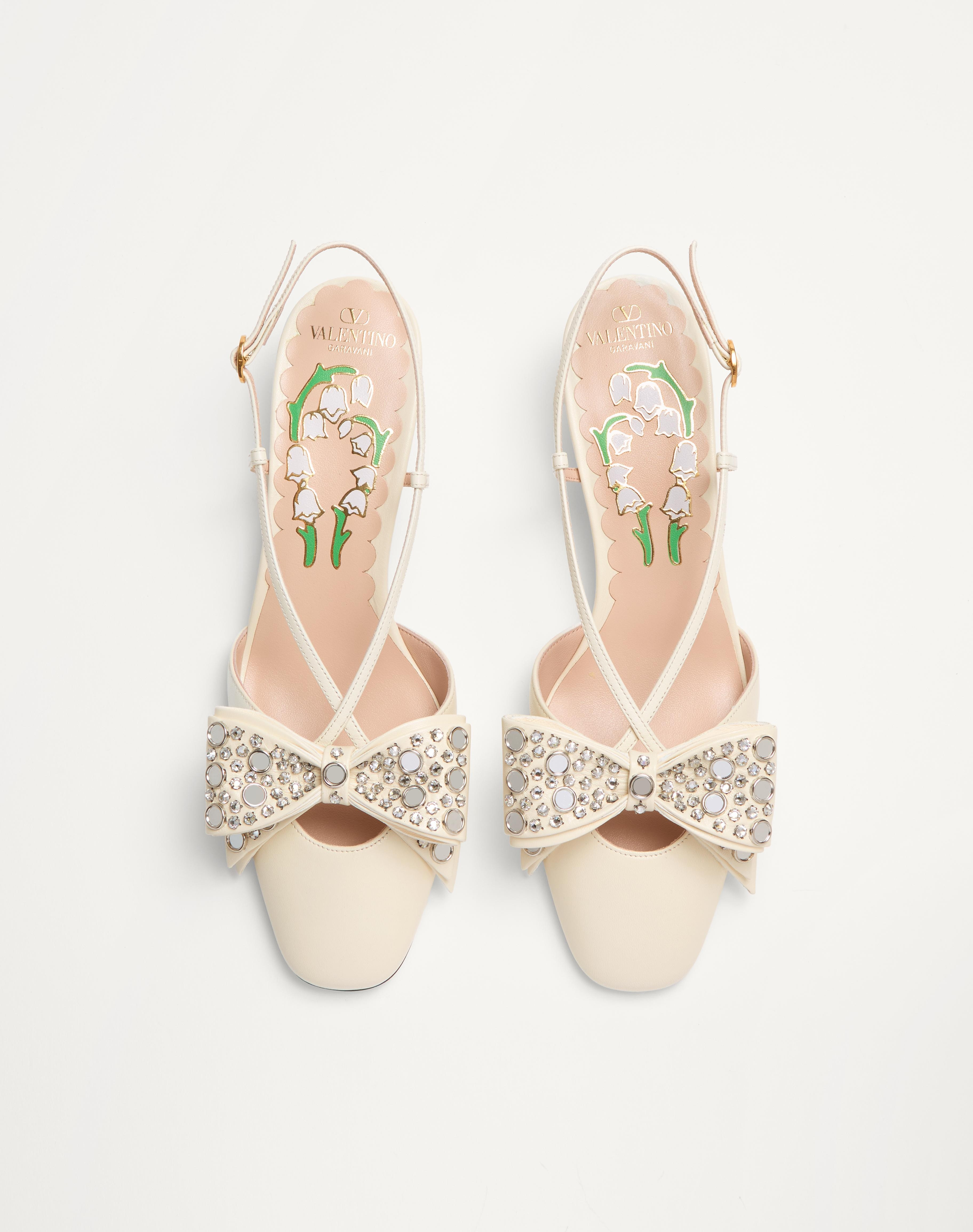 BOWOW SLINGBACK PUMPS IN KIDSKIN WITH MIRRORS AND CRYSTALS 45MM - 4