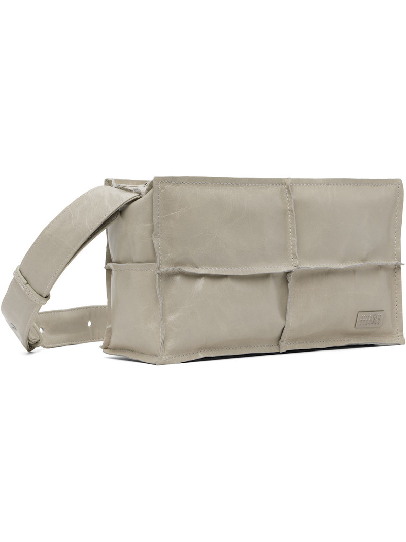 MM6 Maison Margiela Gray Mini Wrinkled Leather Bag outlook
