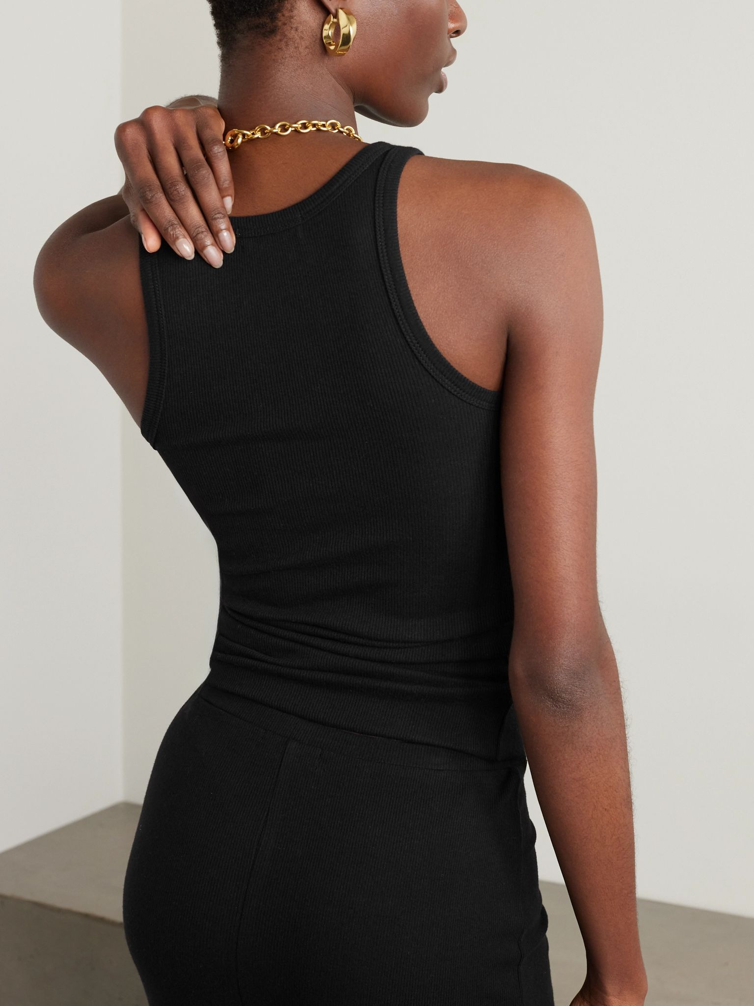 Ribbed stretch-jersey tank Black - 4