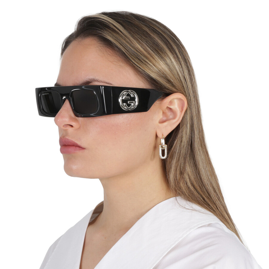 Gucci Grey Rectangular Ladies Sunglasses GG1646S 001 49 - 2