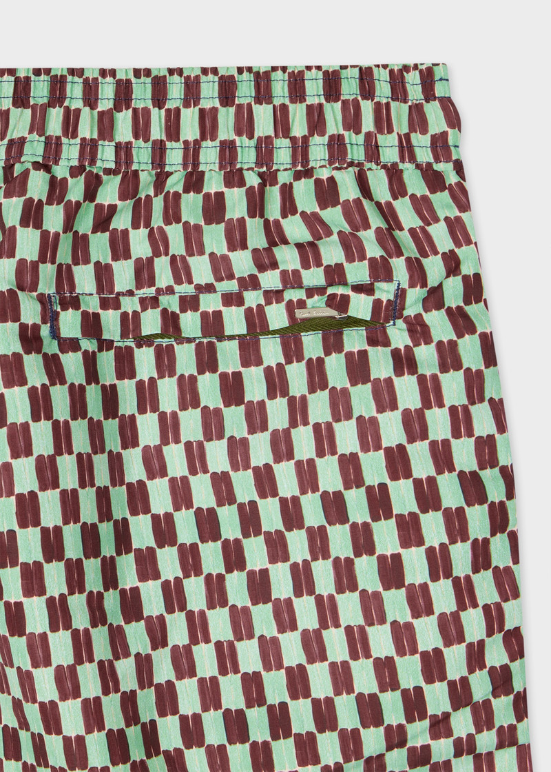 Paul Smith Green Geometric Print Swim Shorts outlook