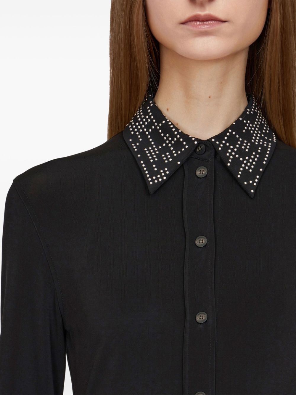 studded-collar jersey shirt - 4