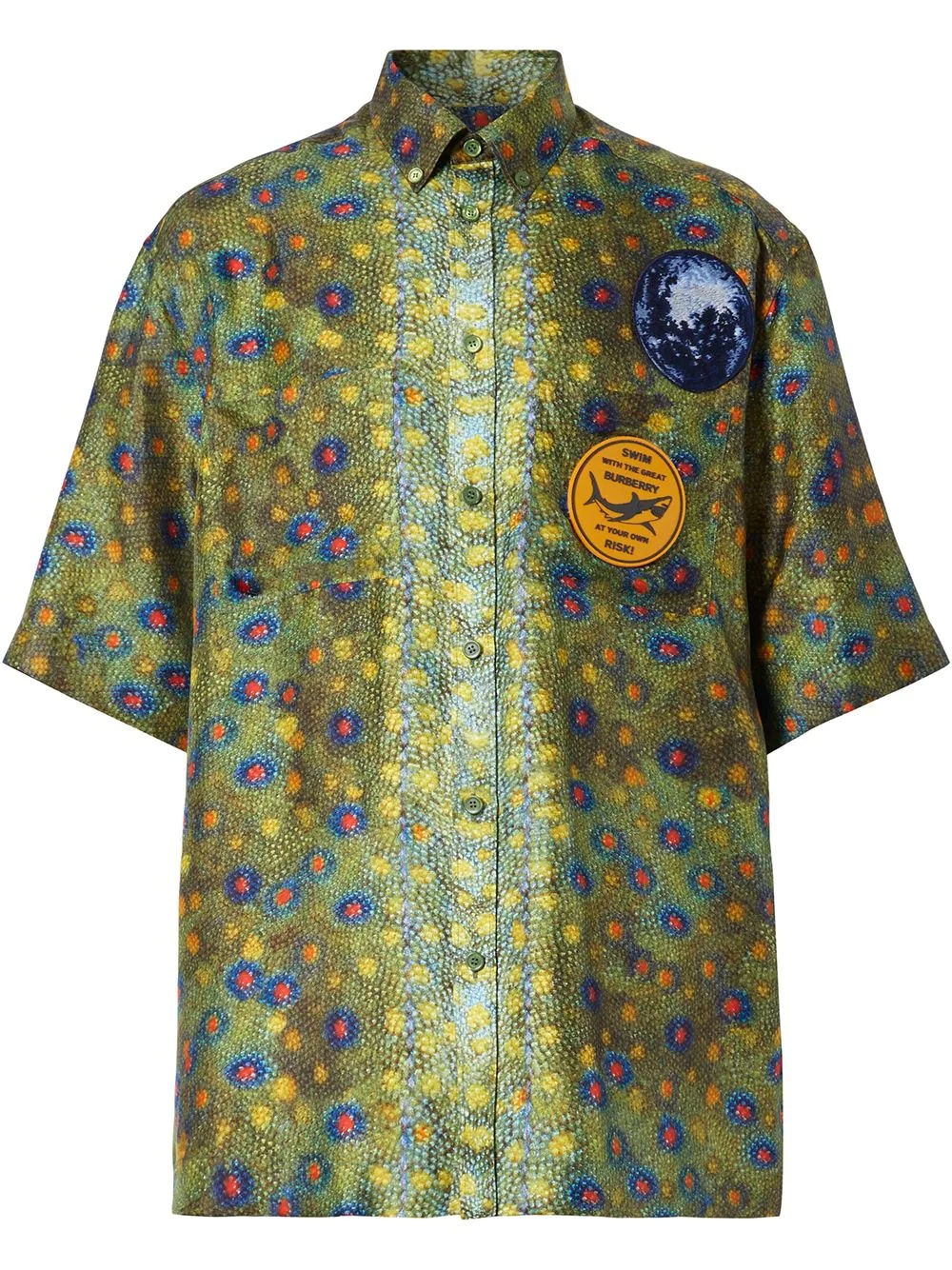 fish scale-print appliqué shirt - 1