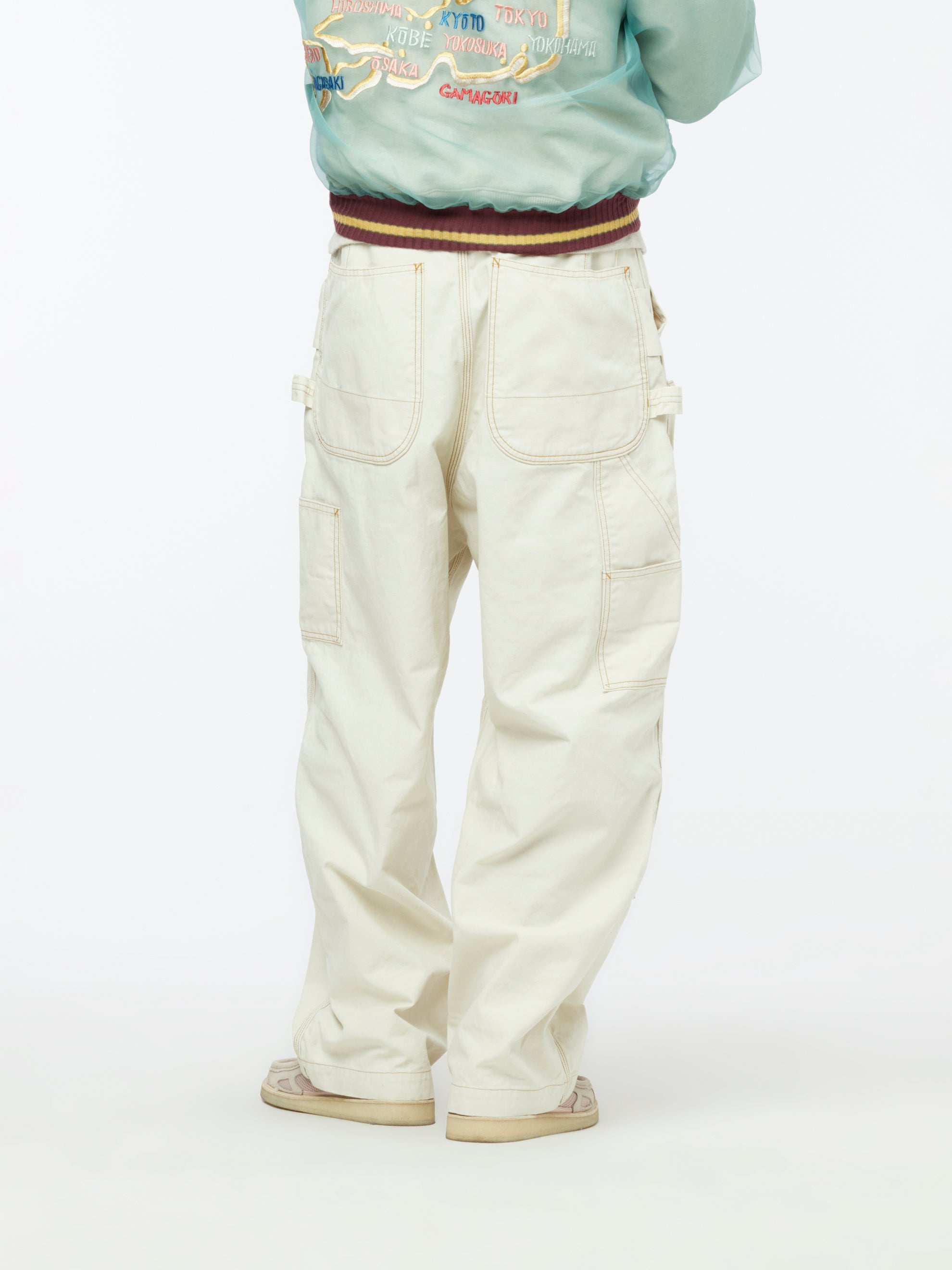 ZIPPER WIDE LUMBER PANTS (ECRU) - 3