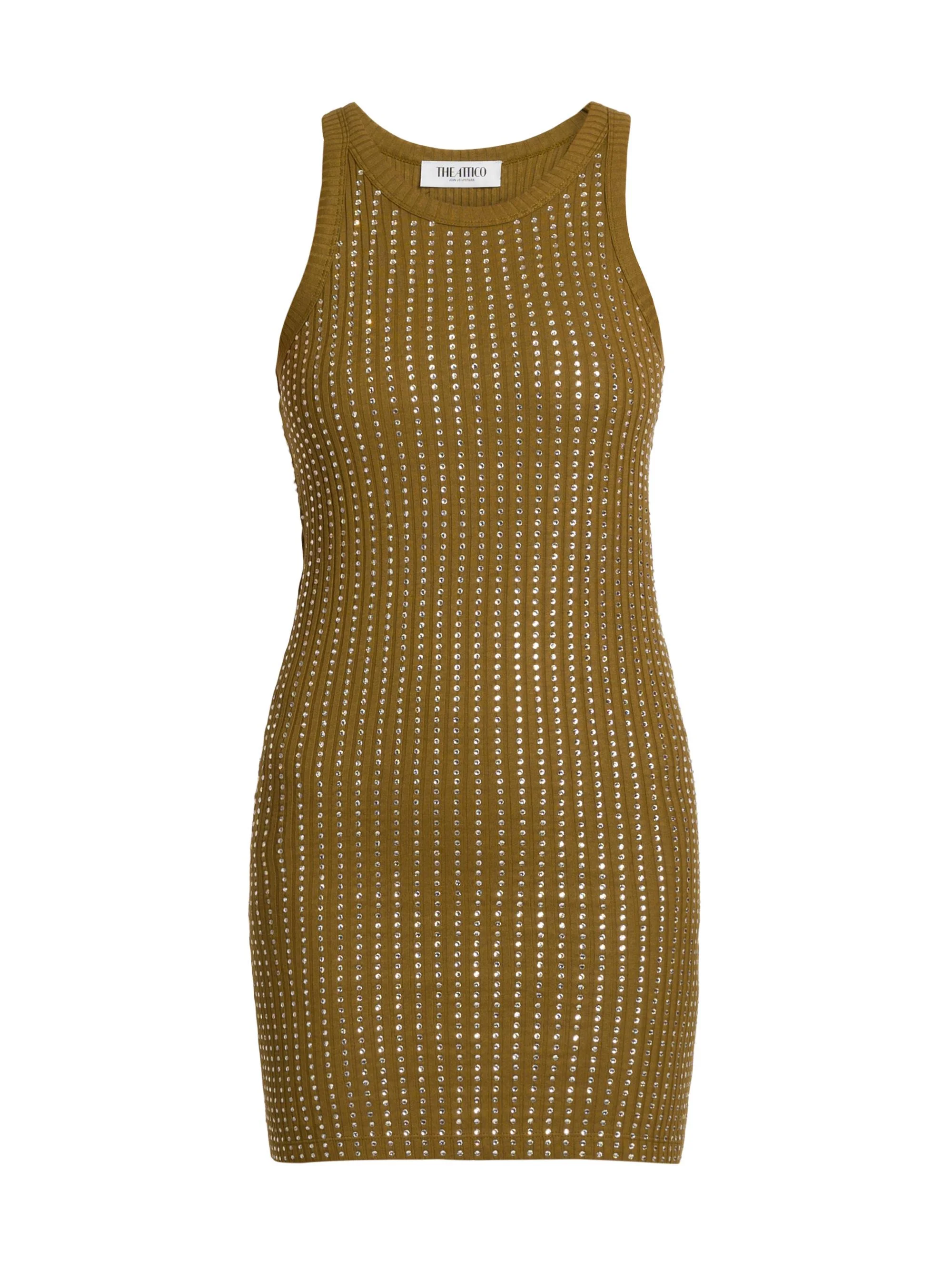 Women's Thermostrass Macro Jersey Rib Minidress - Military Green - 1