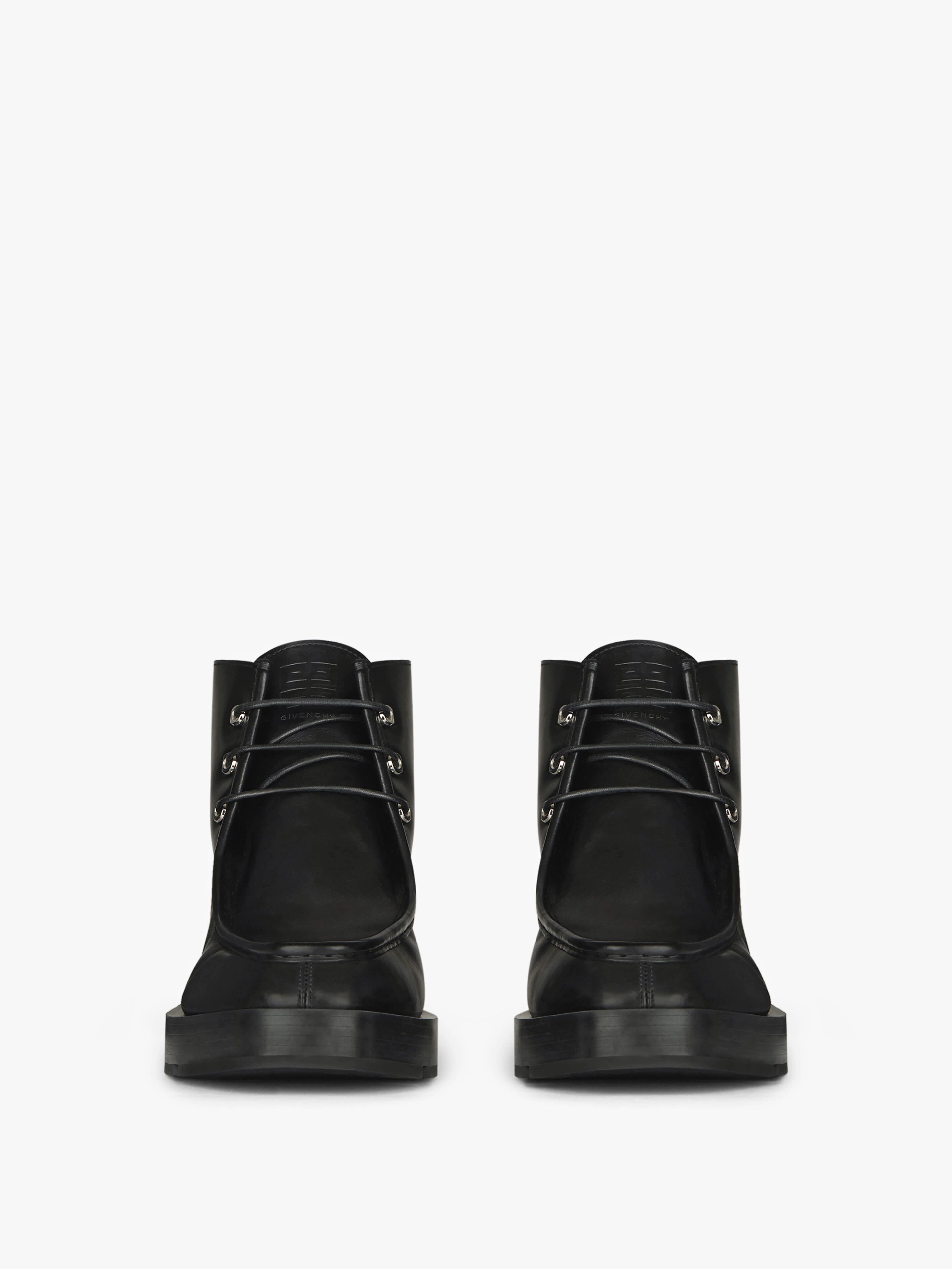 SQUARED LACE-UP ANKLE BOOTS IN BOX LEATHER - 2