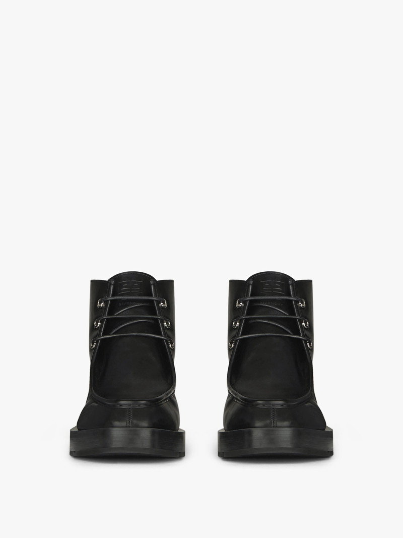 SQUARED LACE-UP ANKLE BOOTS IN BOX LEATHER 2