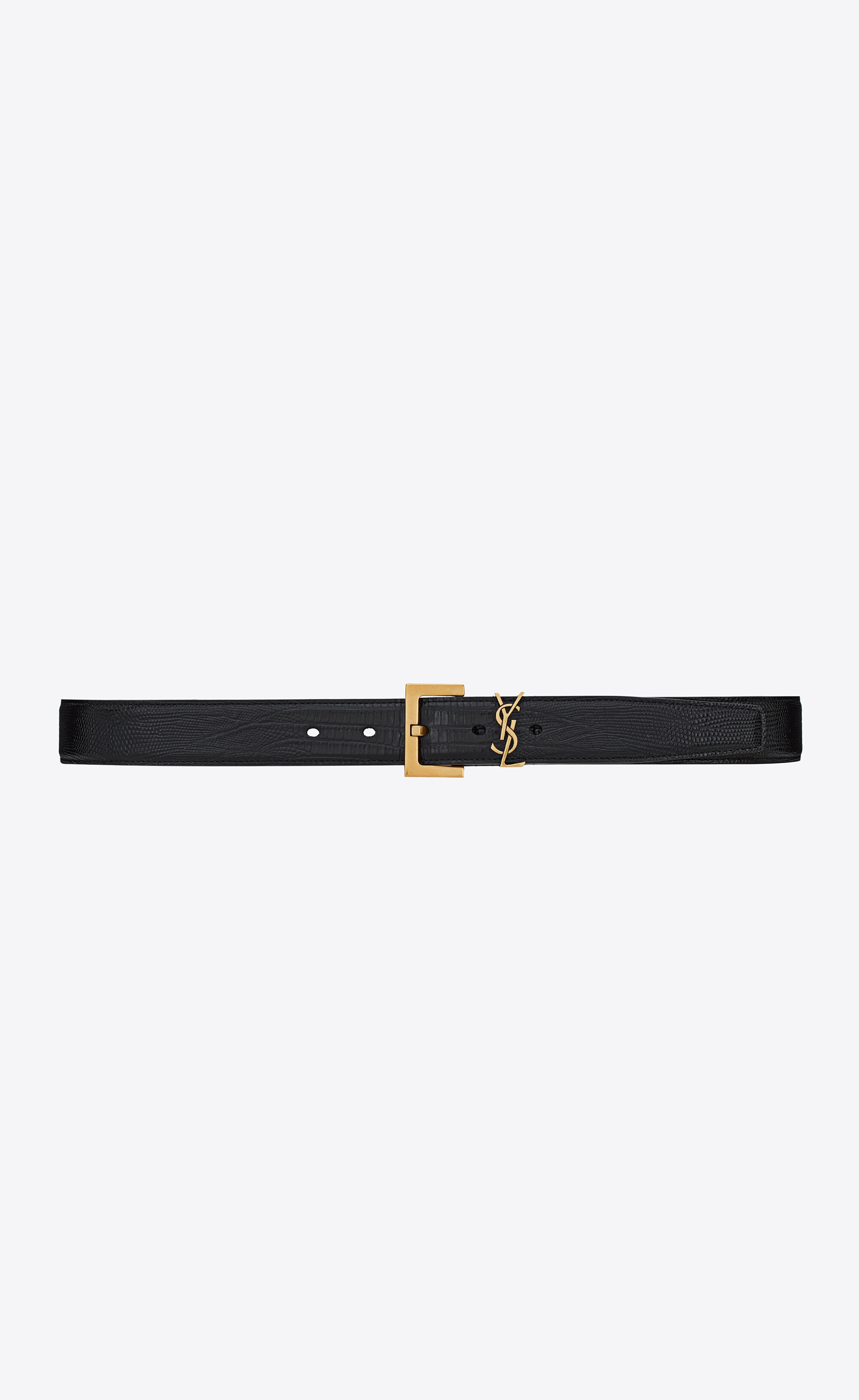 monogram belt with square buckle in lizard-embossed leather - 1