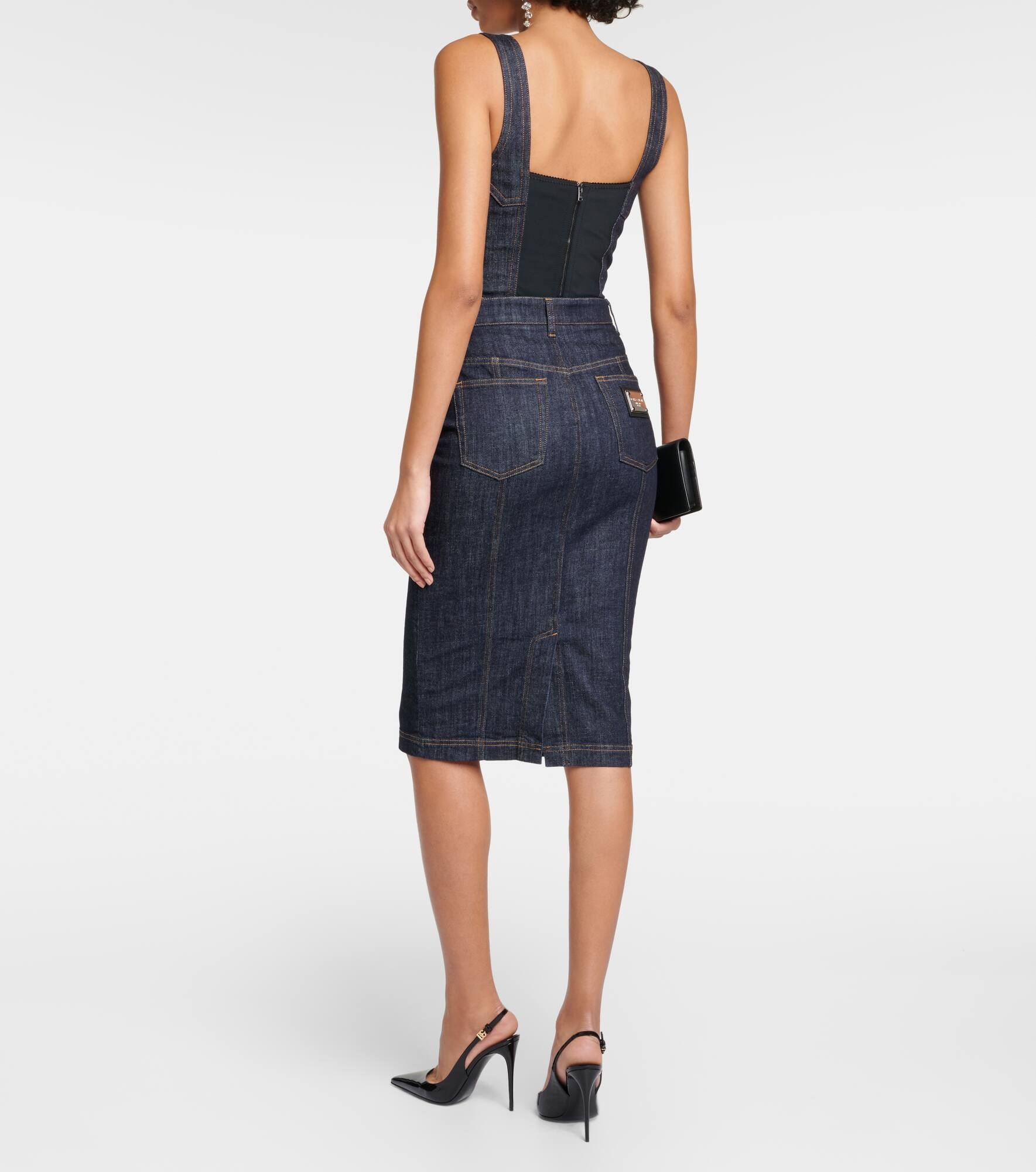 Denim pencil skirt - 3