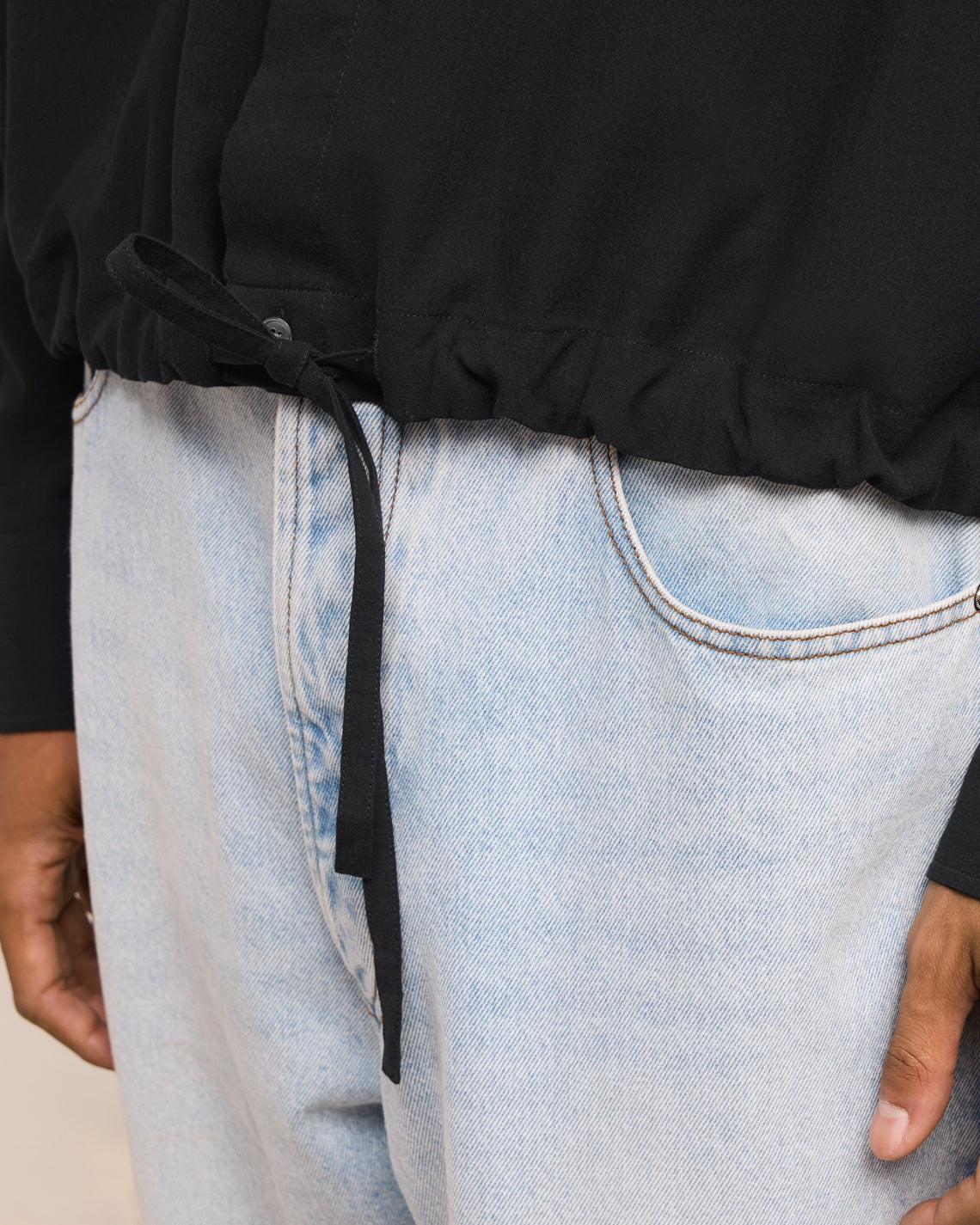 LONG SLEEVE DRAWSTRING SHIRT - 4