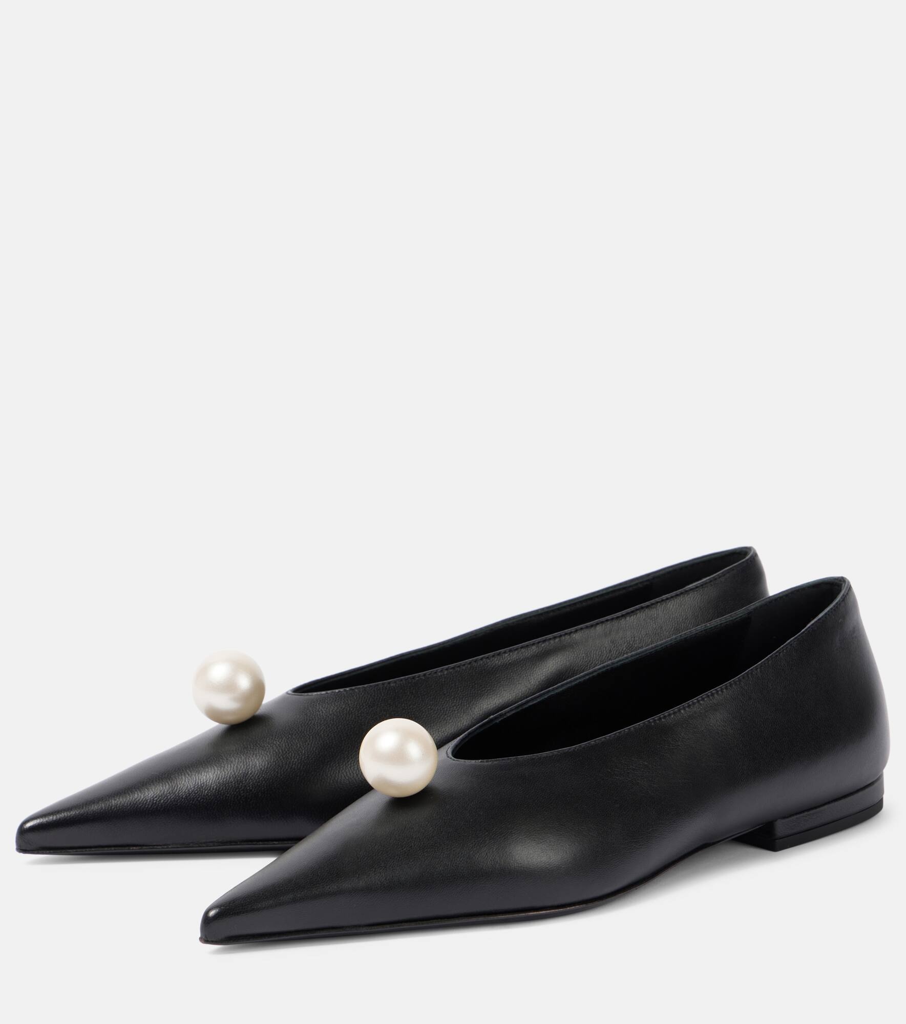 Embellished leather ballet flats - 4