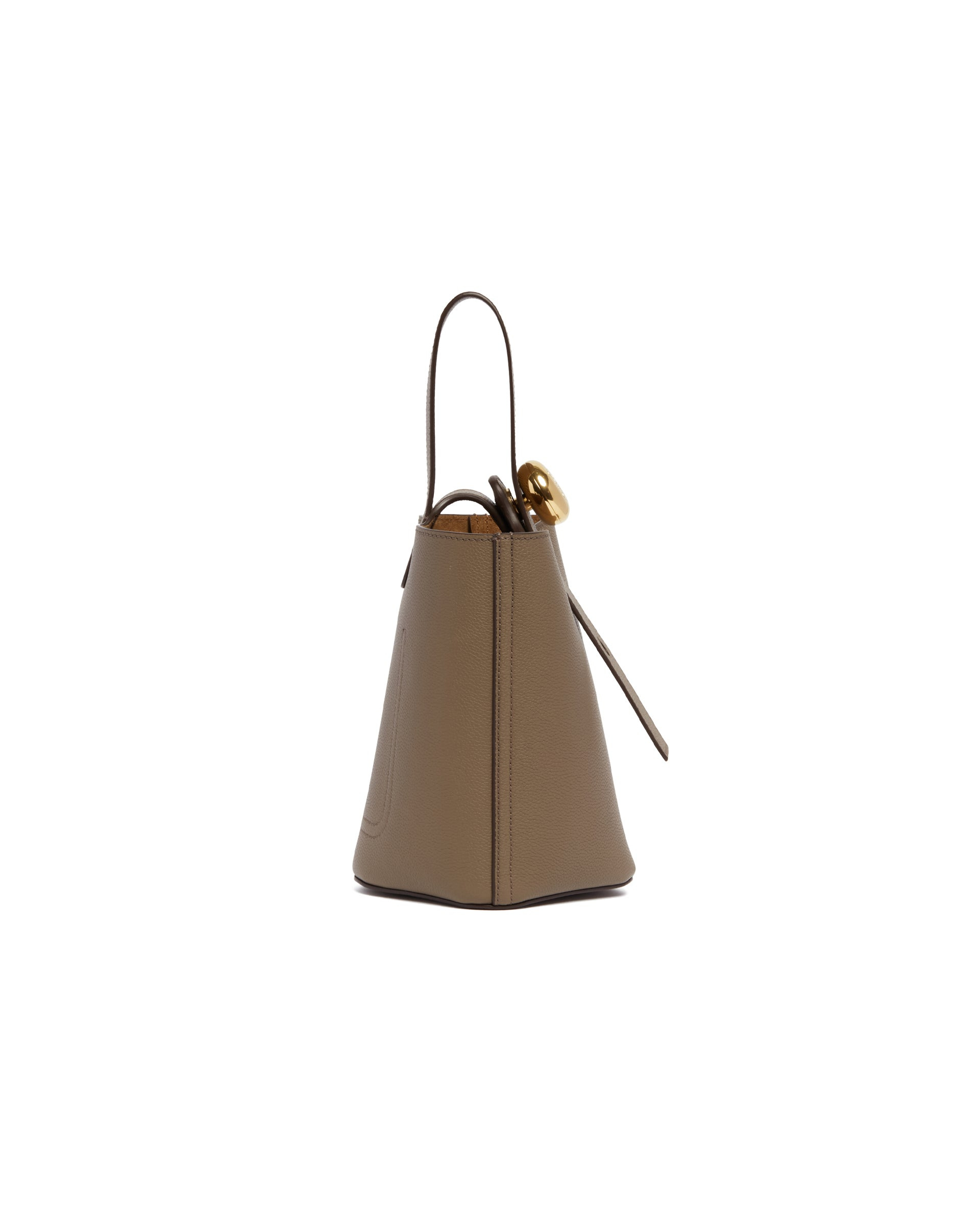 Beige Mini Pebble Bucket Bag - 2
