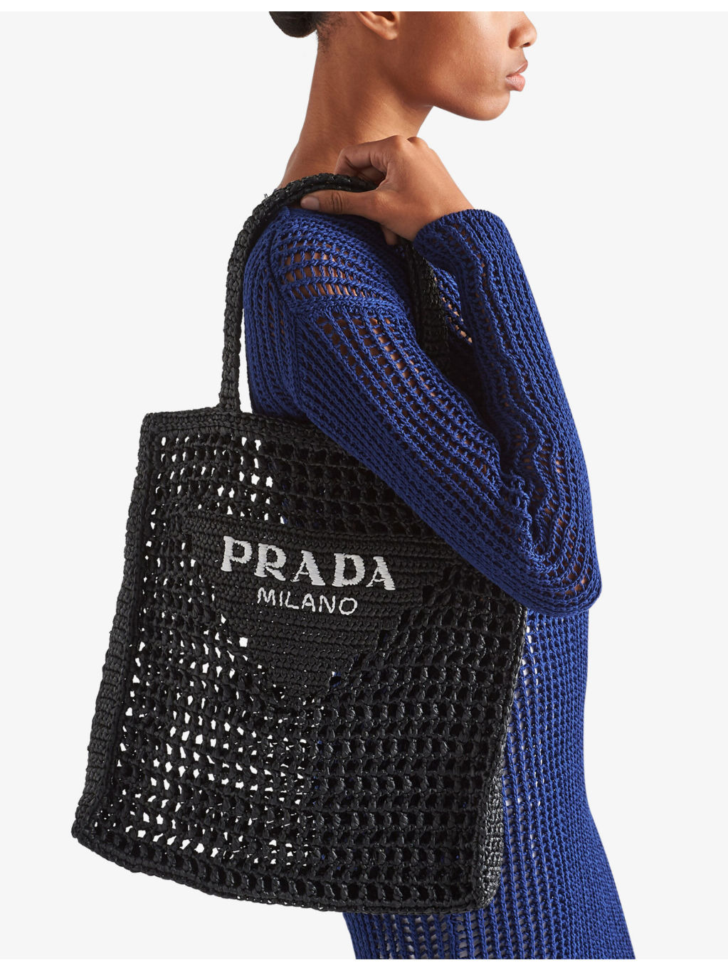 Logo-embellished crochet viscose tote bag - 3
