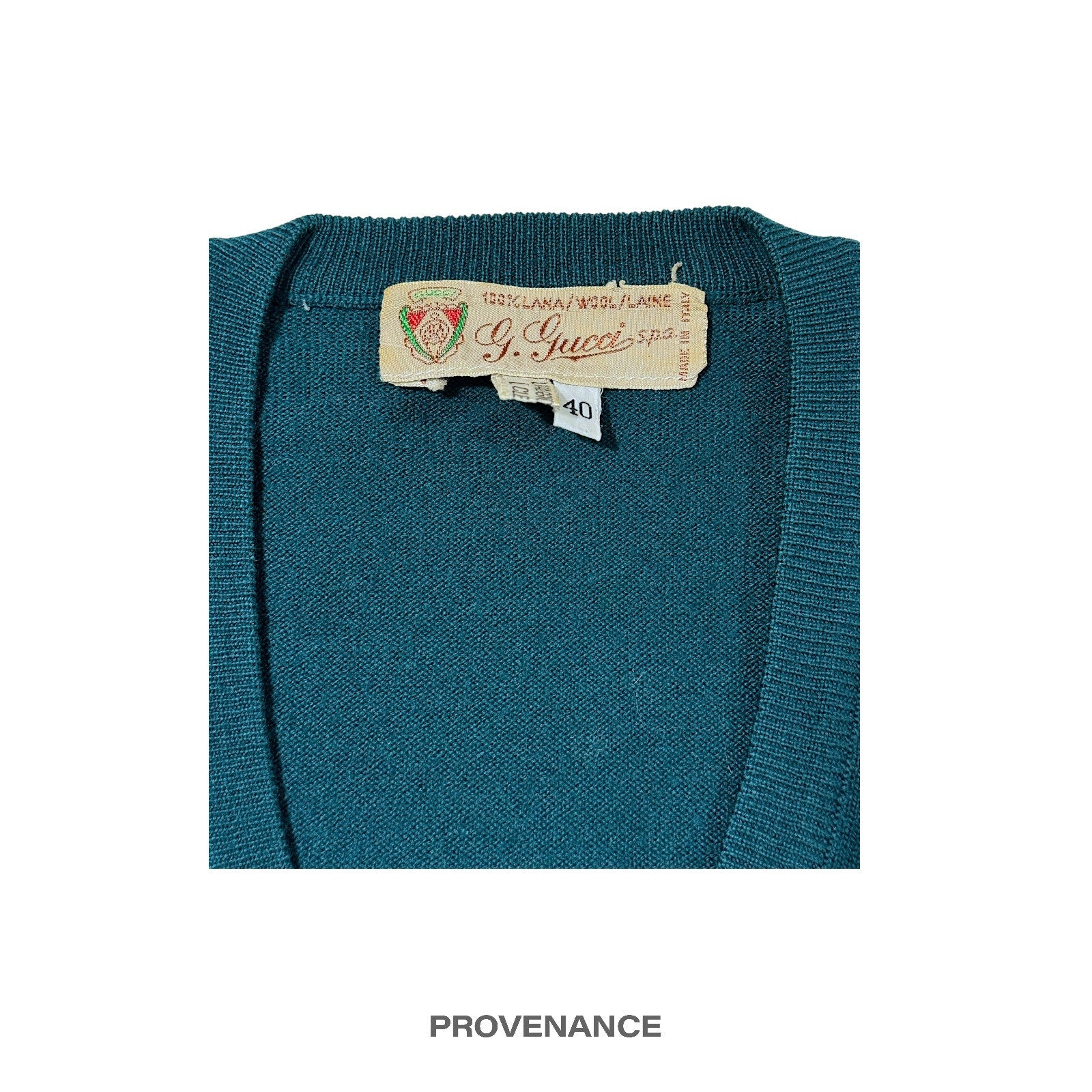 Gucci GG Logo Golf V Neck Sweater - Forest Green - 5