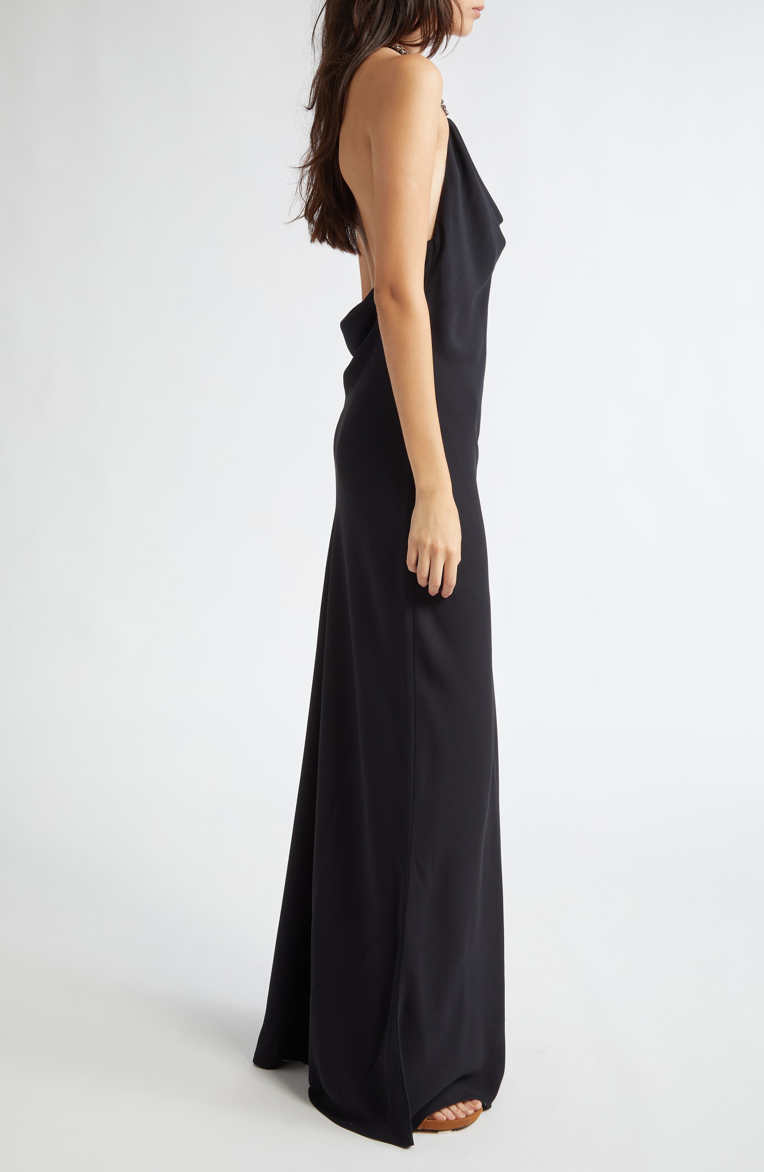 Stella McCartney Crystal Embellished Halter Cocktail Dress in Black at Nordstrom - 3