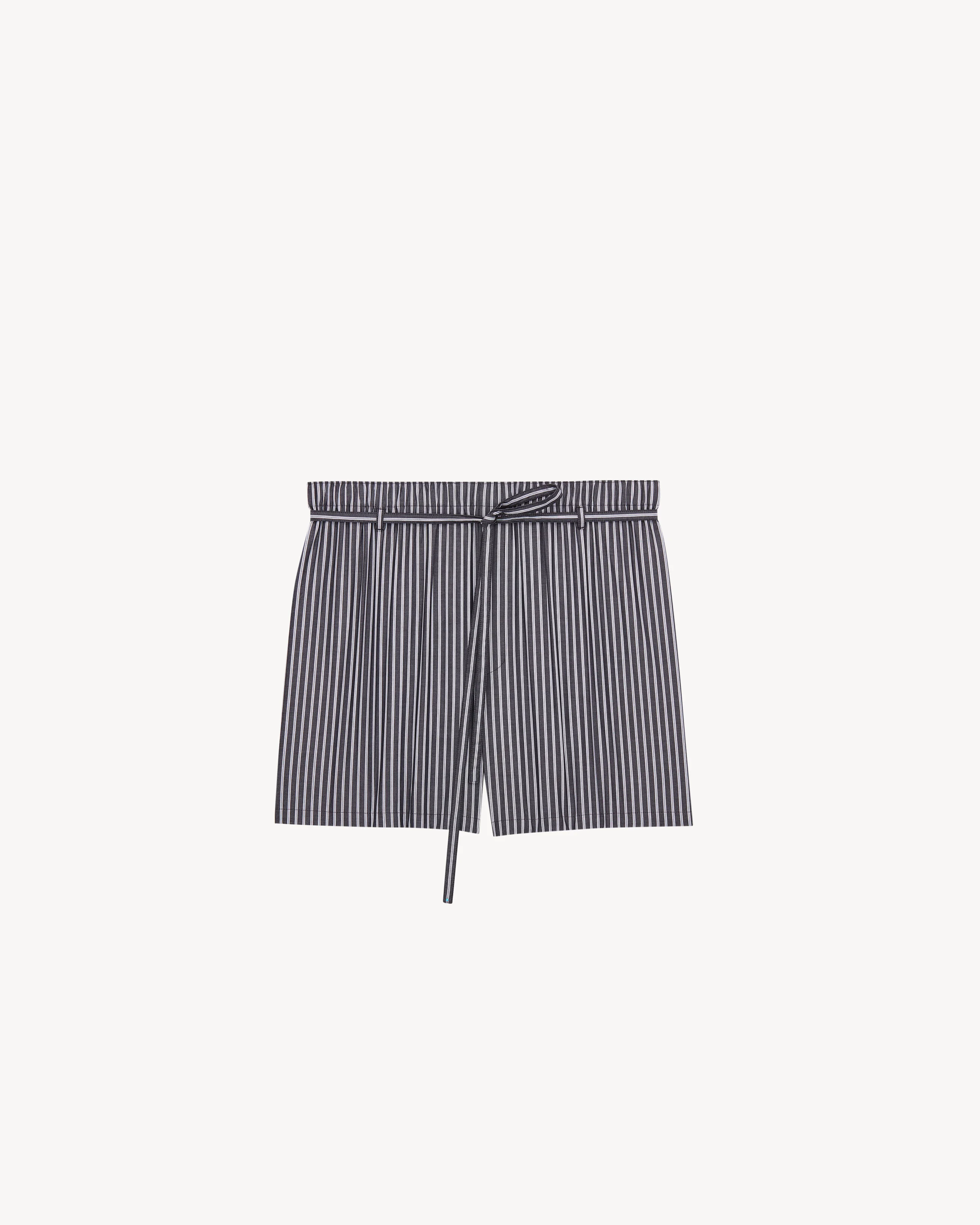 LOUNGE SHORTS IN STRIPED COTTON POPLIN - 1