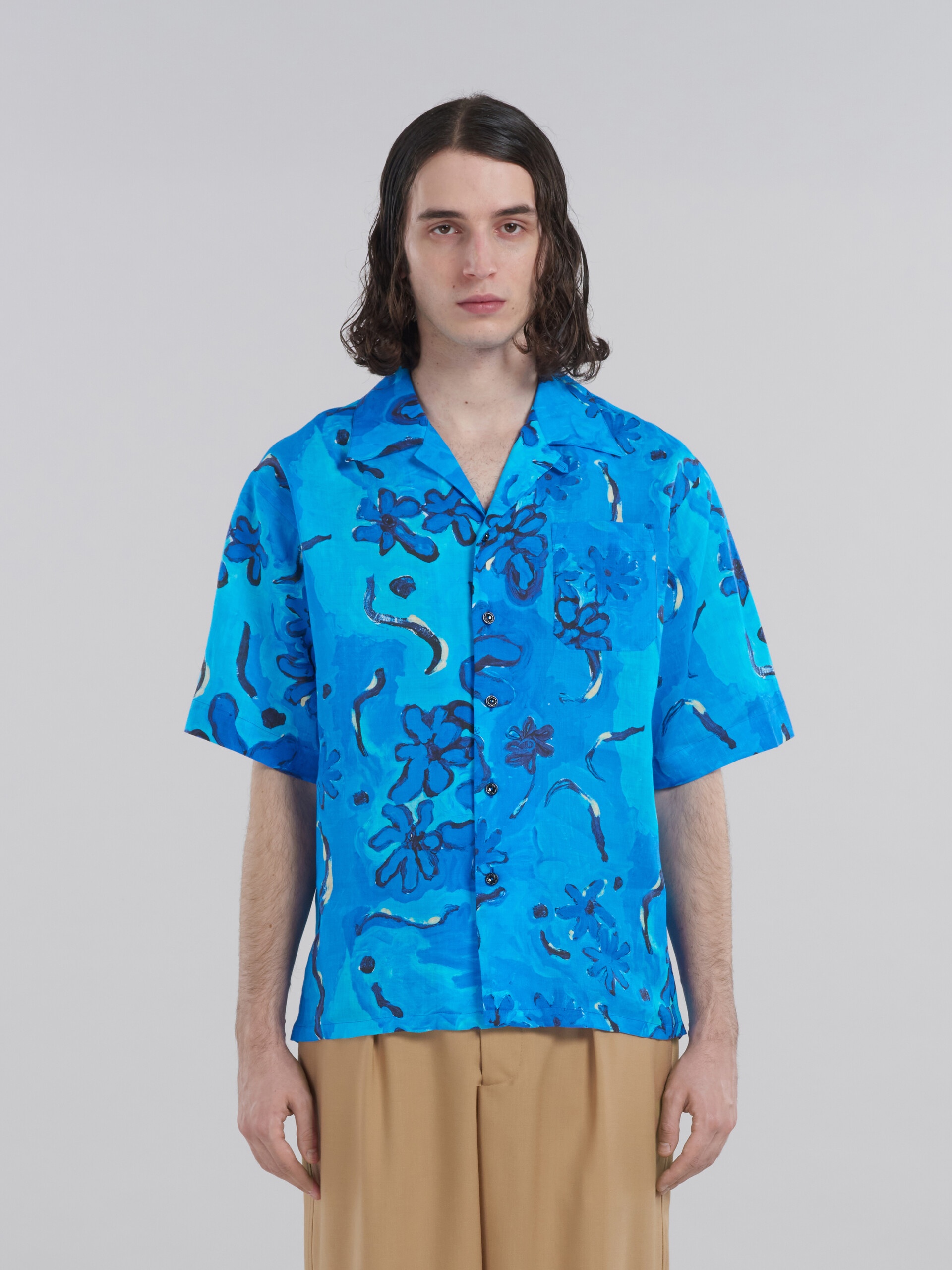 PRINTED BLUE RAMIÉ BOWLING SHIRT - 2