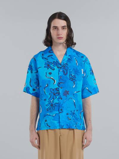 Marni PRINTED BLUE RAMIÉ BOWLING SHIRT outlook