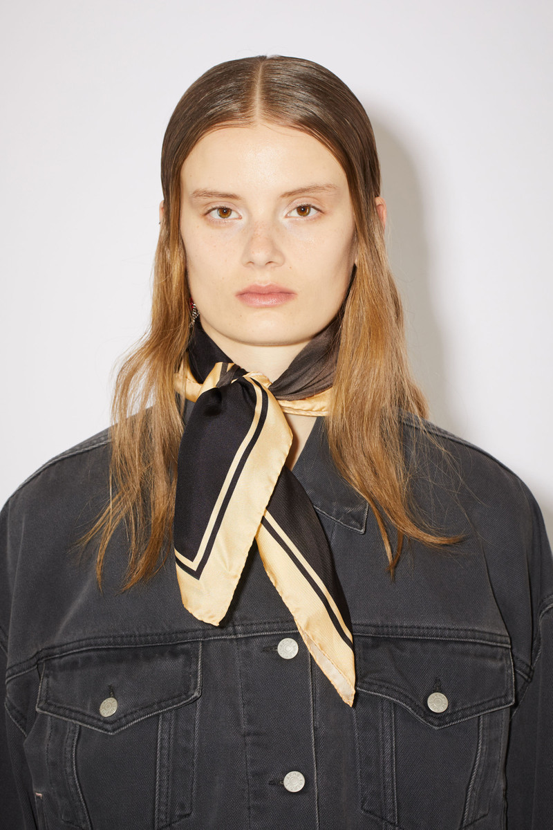 Acne Studios Perfume bottle print silk scarf - Black outlook