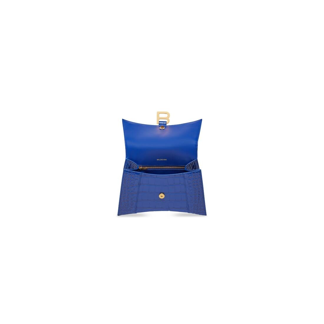 Women's Hourglass Small Handbag Crocodile Embossed  in Electric Blue - 8