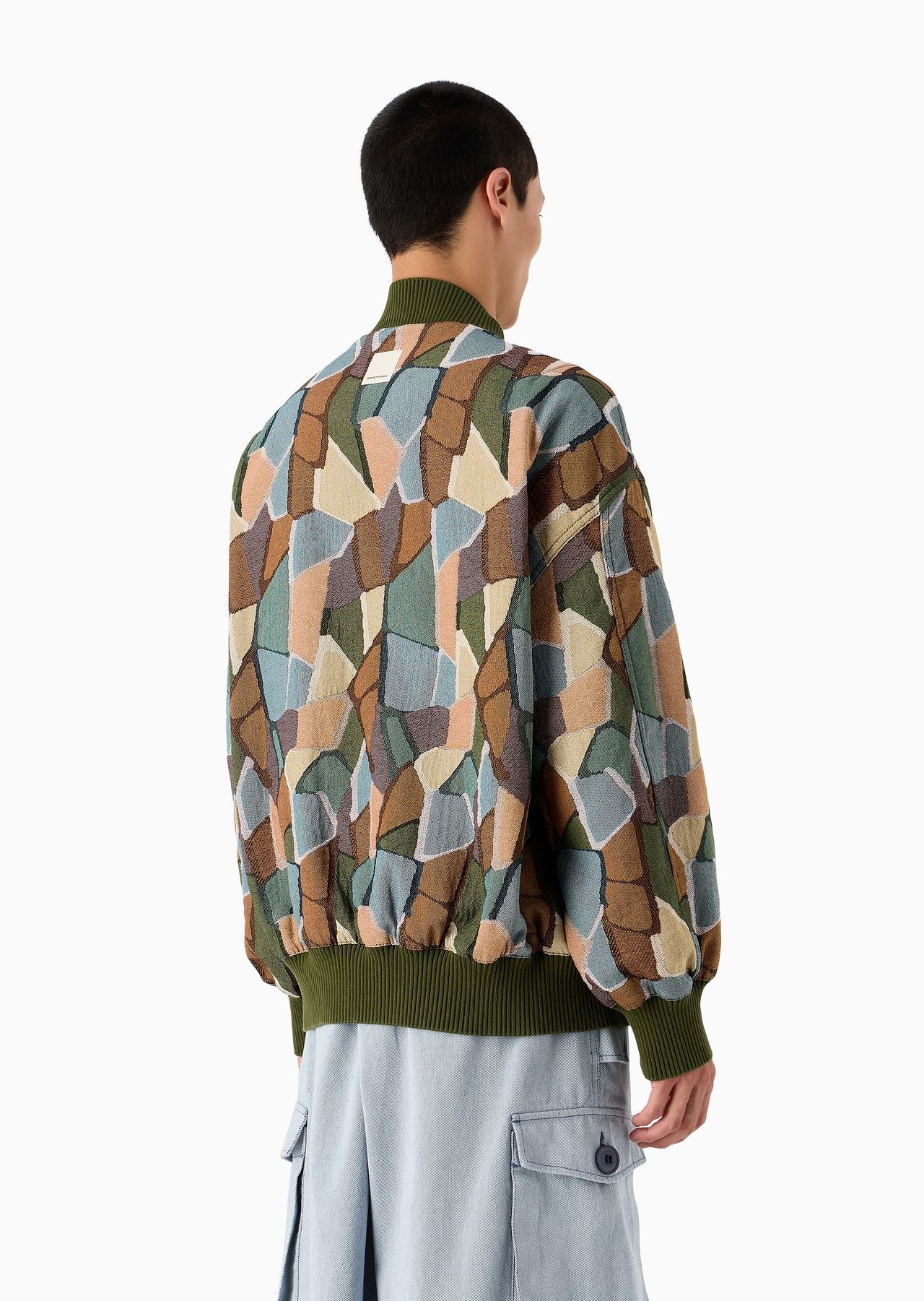 Emporio Armani Sustainability Values Capsule Collection organic jacquard Gobelin fabric bomber jacke - 3