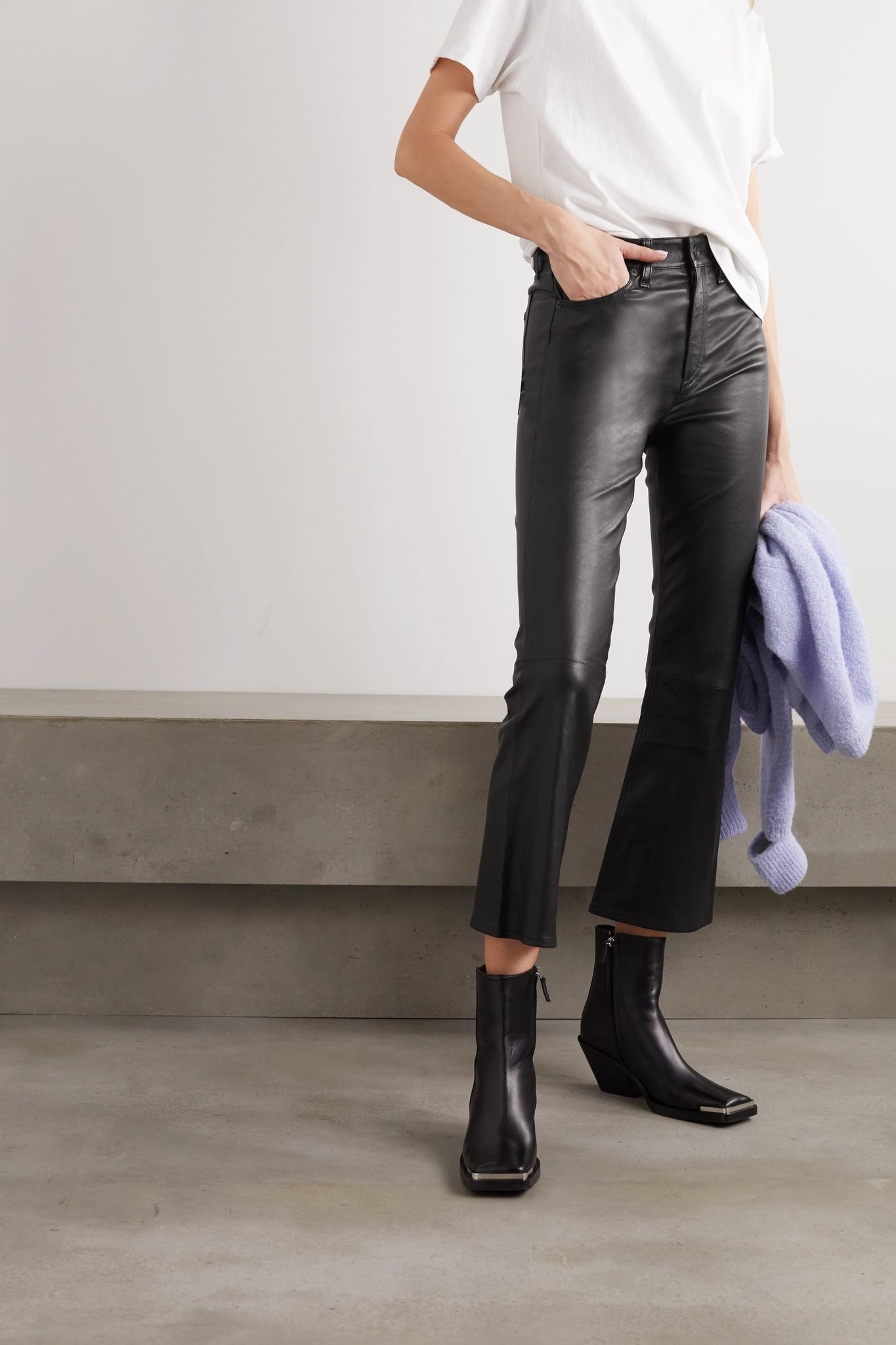 Hana cropped straight-leg leather pants  - 3