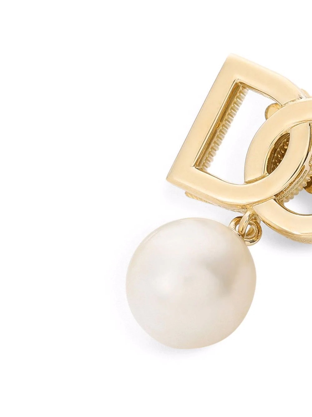 18kt yellow gold pearl-embellished logo earrings - 3