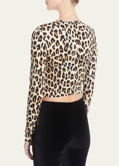 Alice + Olivia Delaina Long-Sleeve Crewneck Crop Top outlook