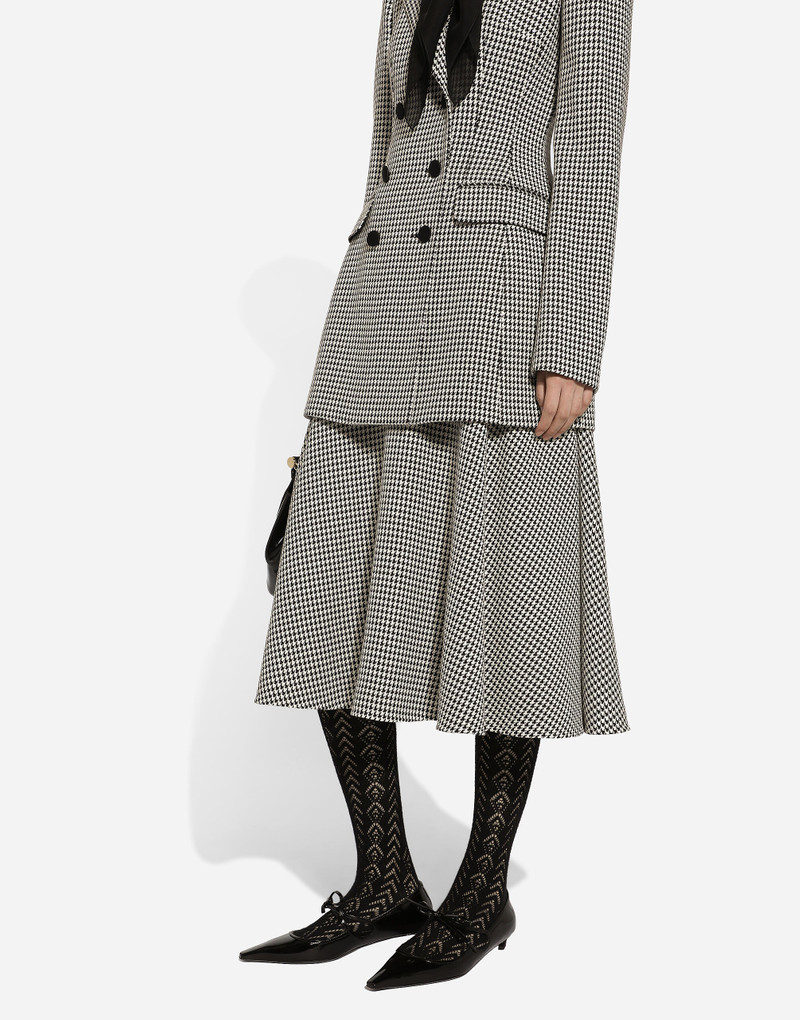 Calf-length wool houndstooth circle skirt 4