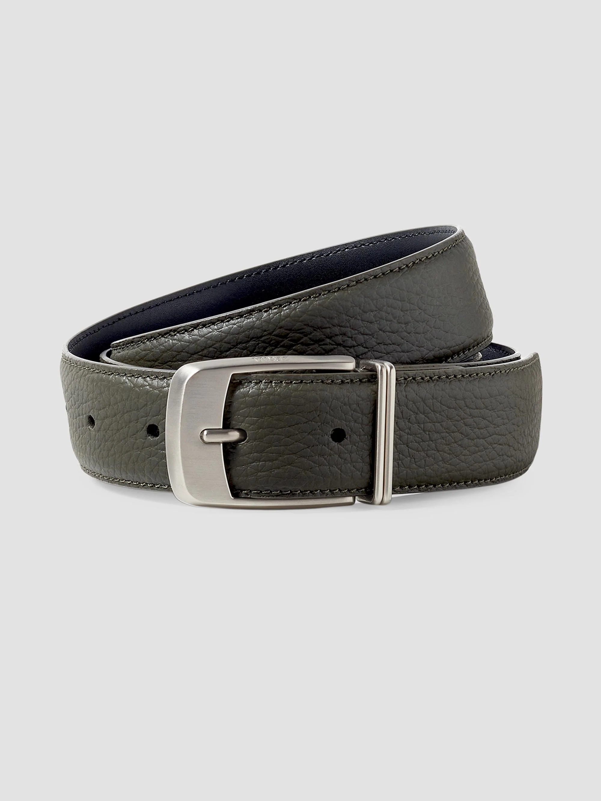 Men's Leather Belt - Dark Olive Green - 1
