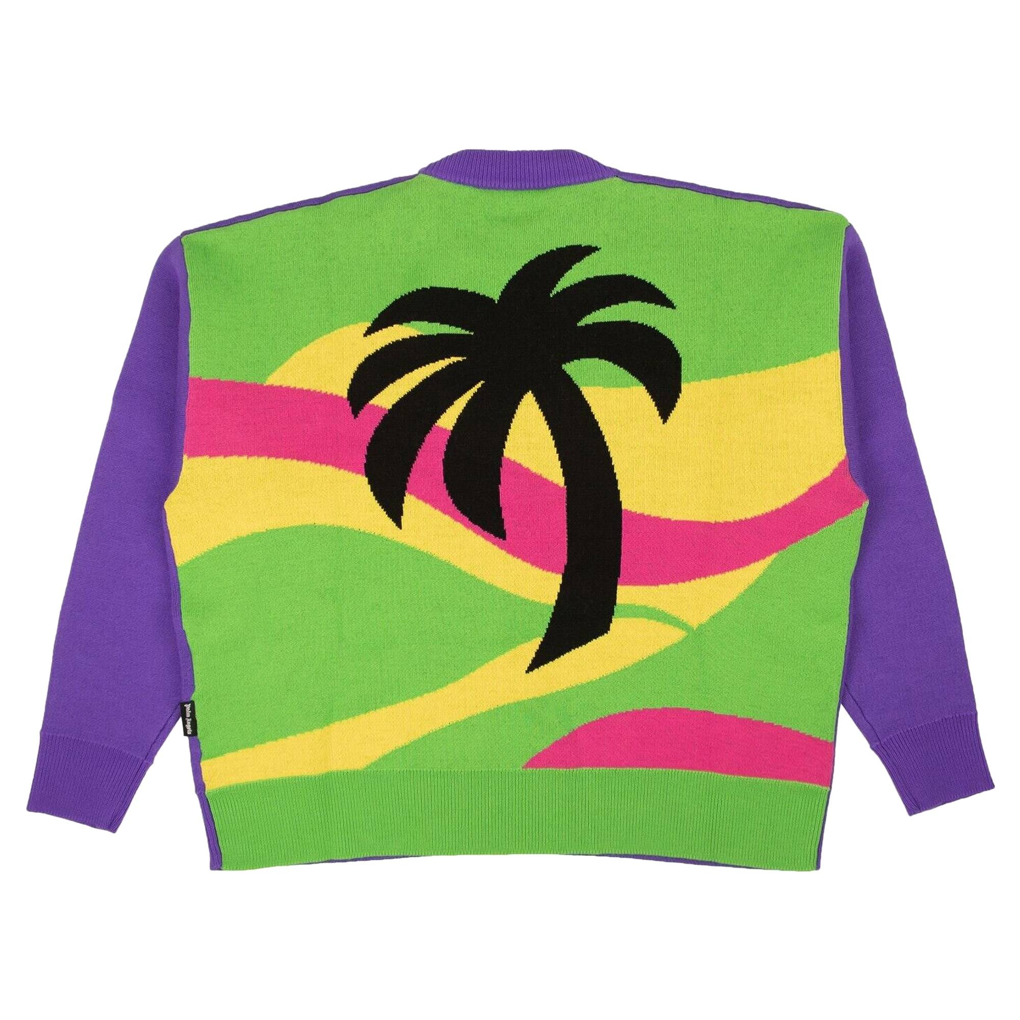 Palm Angels Intarsia Palm Tree Knit Sweater 'Purple' - 2