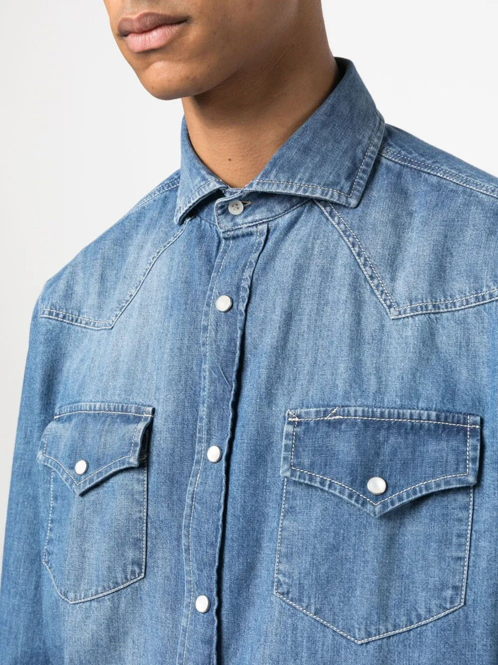 Lightweight Denim Easy Fit Western Shirt - 5