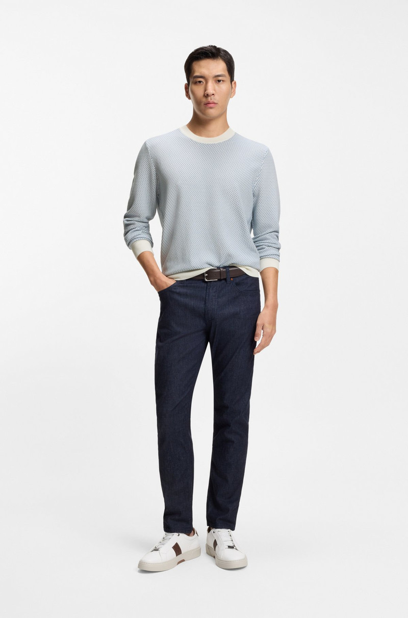 BOSS COTTON-SILK SWEATER WITH KNITTED STRUCTURE outlook